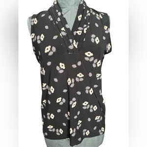 Anne Klein Black, Beige and Gray Floral Top, Size M